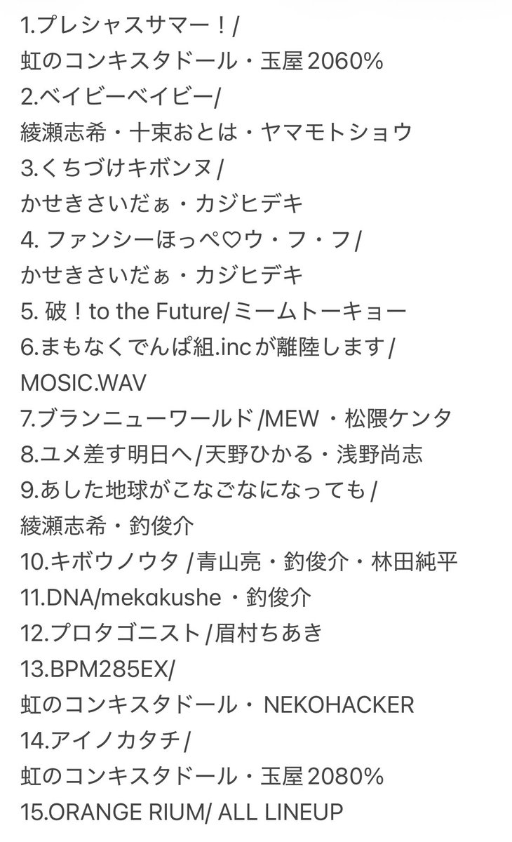 2025/1/6(月)
SAKKA FES VOL.4 でんぱ組作家DAY
セットリスト

#SAKKAFES
#ds_setlist