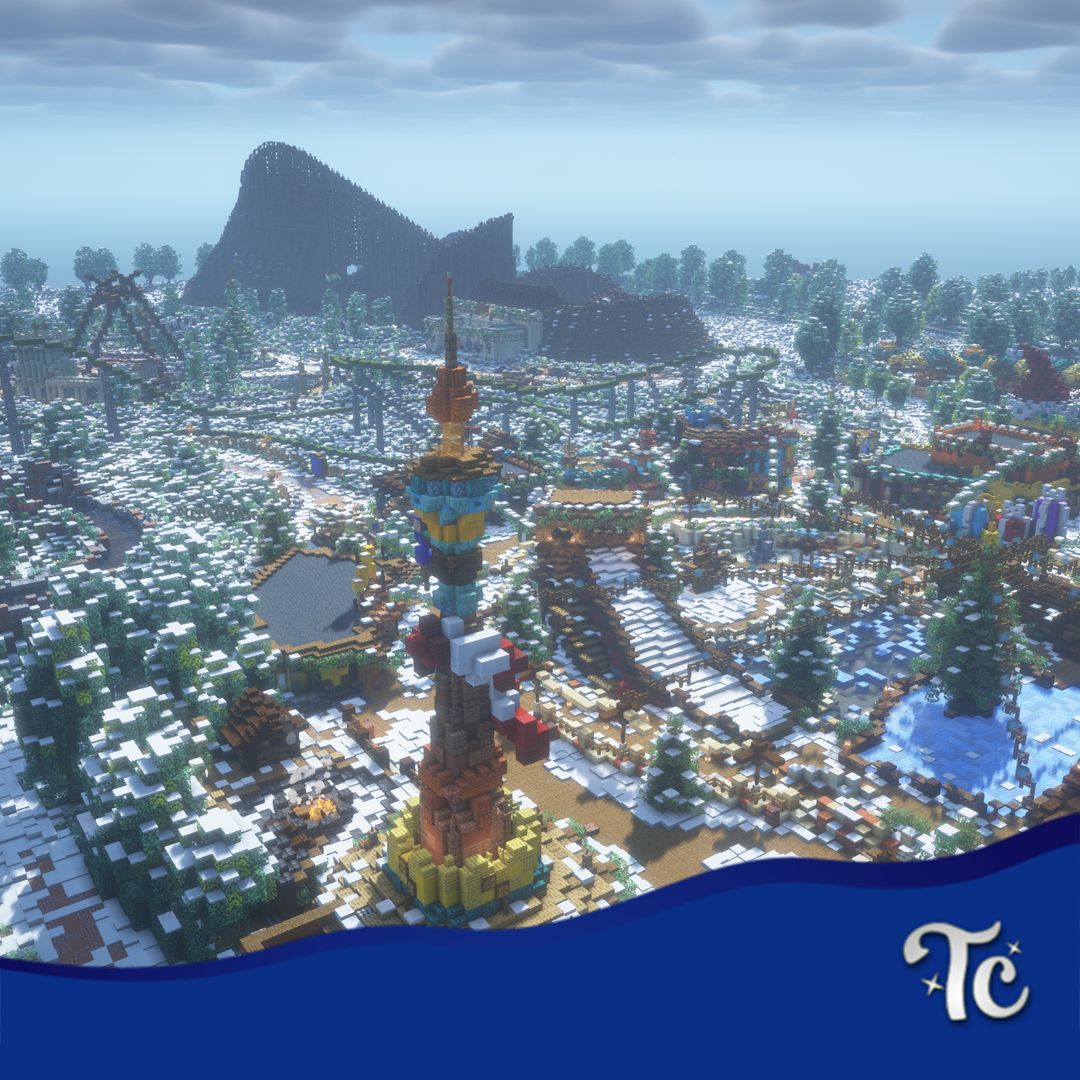 Altijd al willen zien hoe Port Festia eruitziet van bovenaf met sneeuw? ❄️👀
Tijdens WinterFeelings is de hele map bedekt onder een wit laagje, met uitzicht op Ithaka en Troy
Zo ziet ToverCraft er dus uit vanuit de lucht 🤍✨ 

#Tovercraft #Toverland #Minecraft #Attractiepark