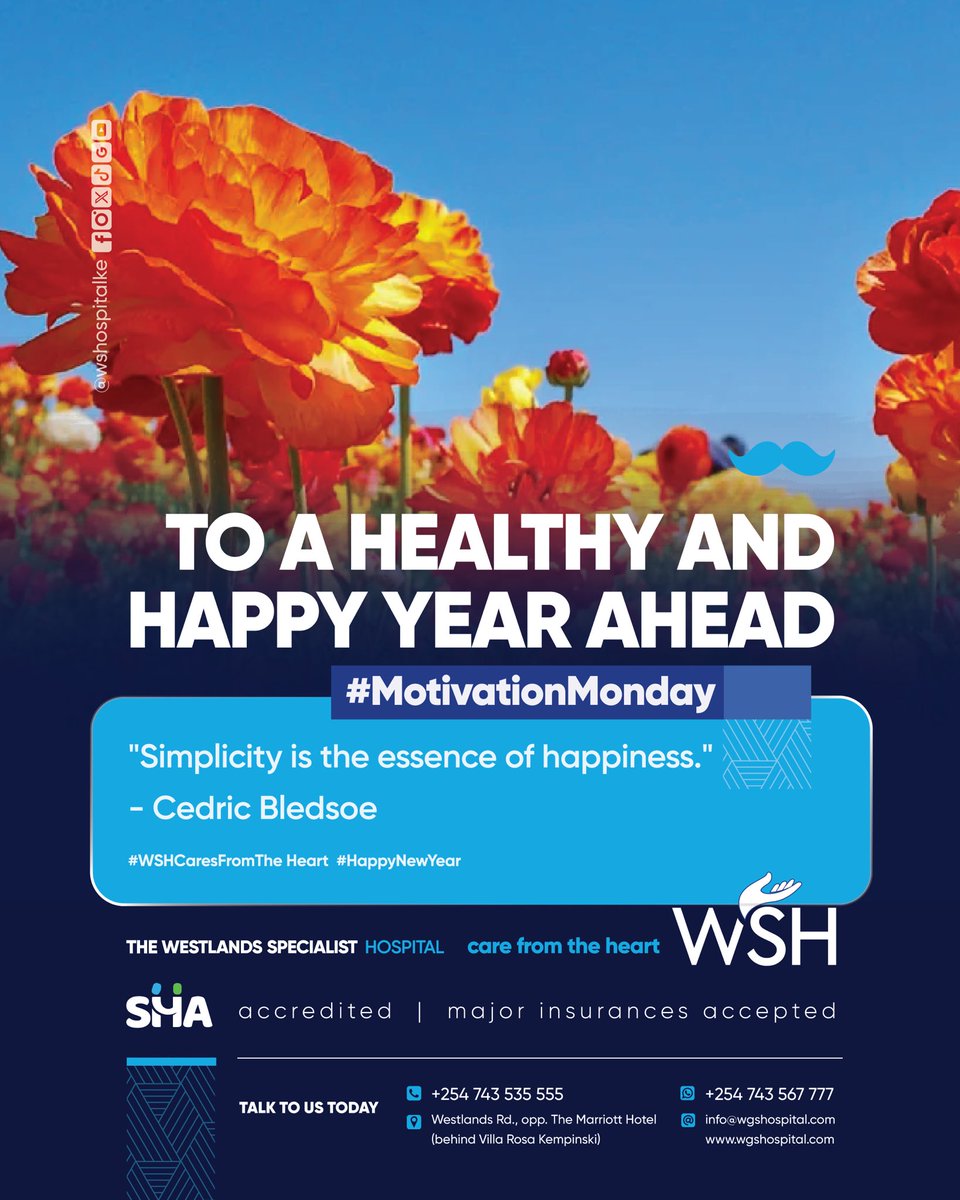 WSHospitalKE's tweet photo. To a healthy and happy year ahead 🌼💙
Simplicity, wellness, and care from the heart — always.
#MotivationMonday #WSHCaresFromTheHeart #HealthyKE https://t.co/CXrZaxiEJY