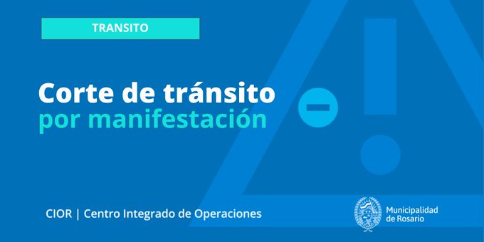 CIOR_Rosario's tweet photo. #Tránsito | En Av Pellegrini y Crespo se encuentra interrumpido el paso vehicular, mano con sentido de Oeste-Este, por manifestación.

Evitar el sector. https://t.co/hCyiuUvvjb