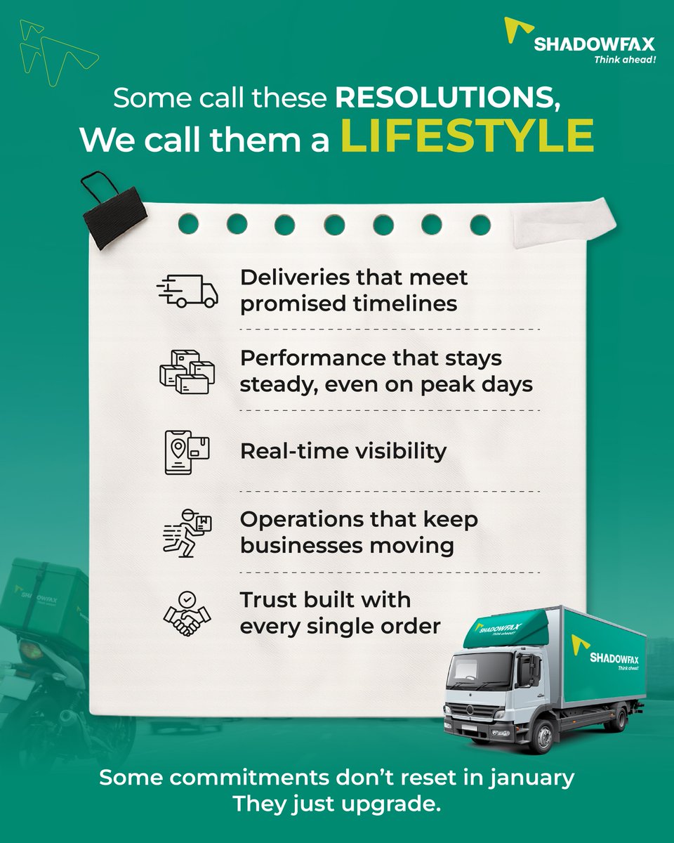 shadowfax_in's tweet image. Not your regular New Year checklist!

We’re built for consistency through peaks, promises, and every delivery that keeps businesses moving ahead.

Because reliability isn’t seasonal and every delivery matters.

#shadowfax #logisticservices #deliveryservice #newyear #ecommerce