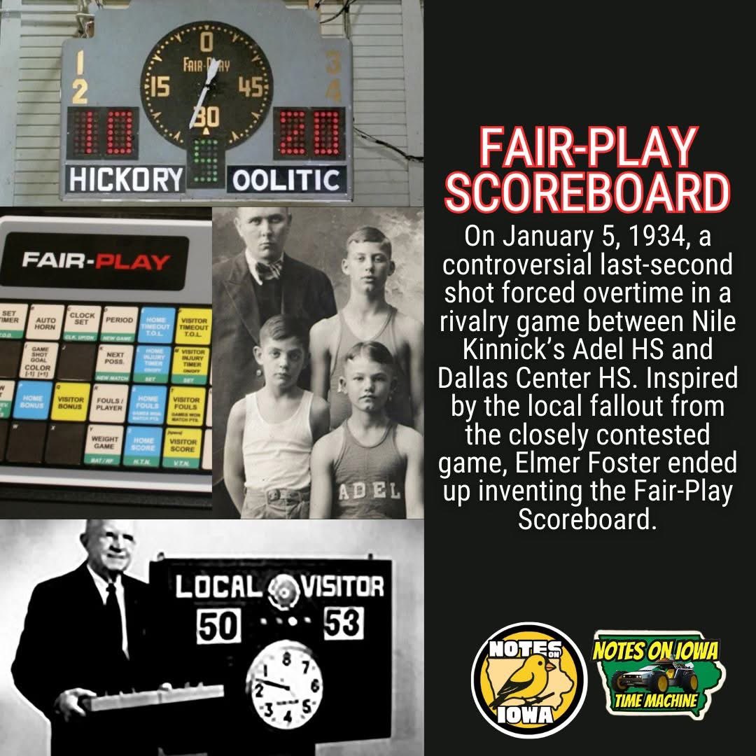 notesoniowa's tweet image. Do you know how a game played by Nile Kinnick inspired the invention of the modern scoreboard?

On January 5, 1934, a controversial last-second shot forced overtime in a rivalry game between Nile Kinnick’s Adel HS and Dallas Center HS.