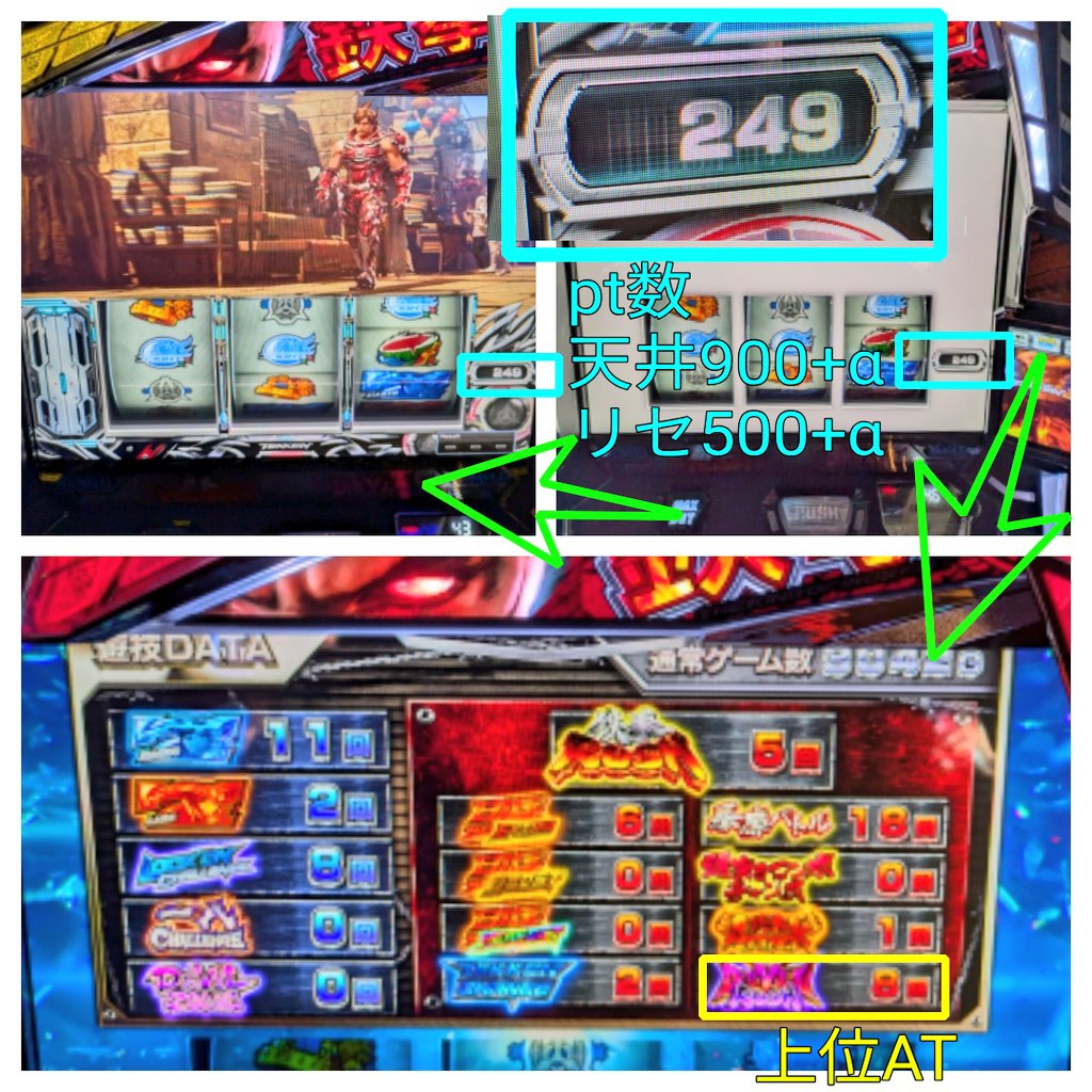 スマスロ 鉄拳6 【デモ画面】 ・リール右にpt数表示 【右サブ液晶