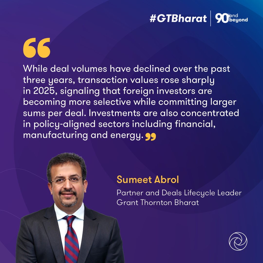 GrantThorntonIN's tweet image. India’s dealmaking momentum is expected to extend into 2026. Our leader, Sumeet Abrol, shares his outlook on the evolving nature of cross-border participation.

Read the @timesofindia article: brnw.ch/21wYPUc

#Deals #IndiaInc #PrivateCapital
