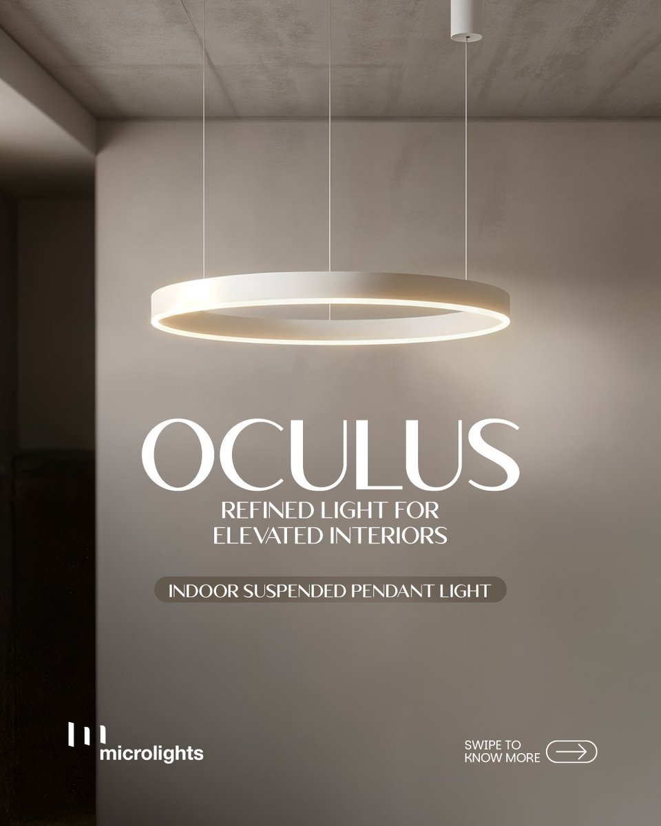 MicrolightsL's tweet photo. Meet Oculus, a pendant light designed to complement modern interiors through thoughtful form and controlled illumination. With its soft, diffused glow and sculptural silhouette, Oculus brings warmth, balance, and visual calm to interior spaces. 
 
Explore more on our website. https://t.co/TWdj2FWKRe