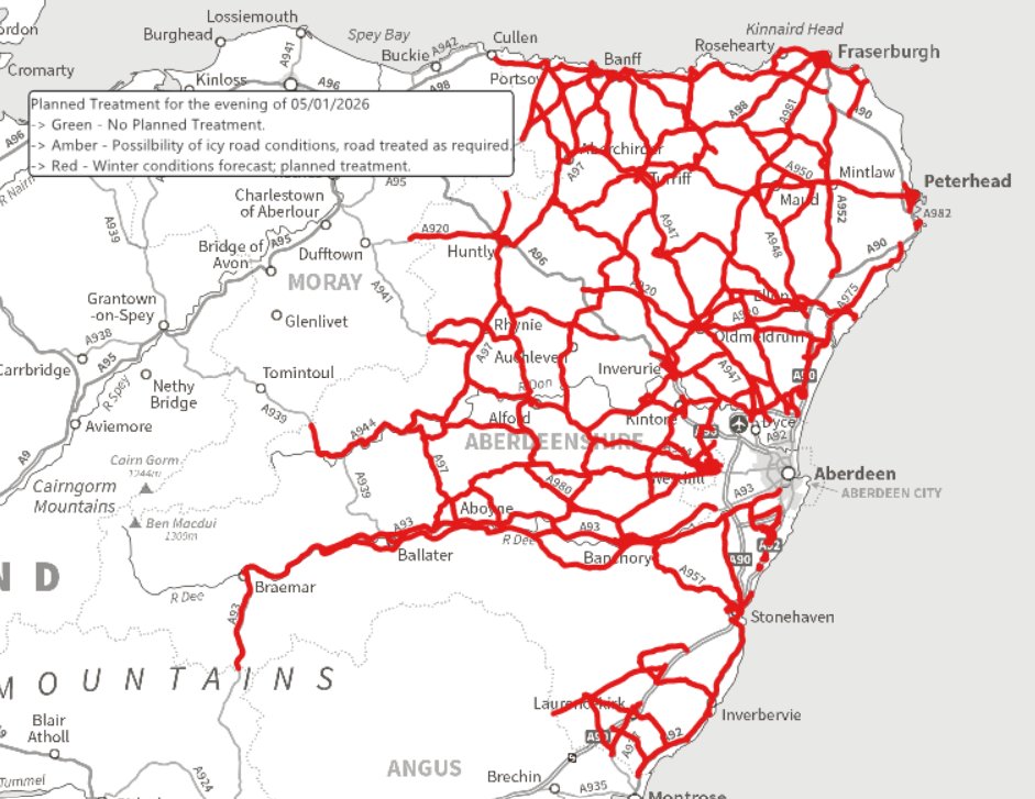 AbshireRoads's tweet photo. Winter treatment🚛will prioritise our 32 primary routes again tomorrow. We've created a map🗺️, which we will be starting to update this afternoon, to show our known issues. This can be found here:  https://t.co/GZwE4uU2Z6 https://t.co/iEsuK29x94