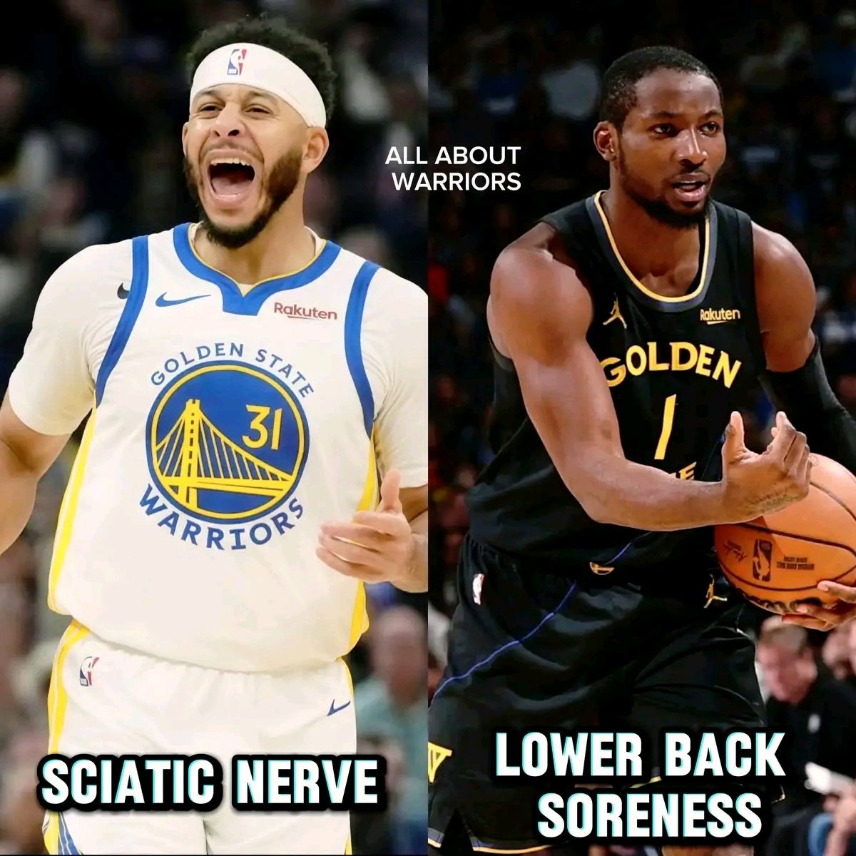 GoldenStat70782's tweet photo. I don't know, but too much sitting on the bench can cause injury😳

Seth has a sciatic nerve issue, while JK has lower back soreness. https://t.co/UcrbYqzwqf
