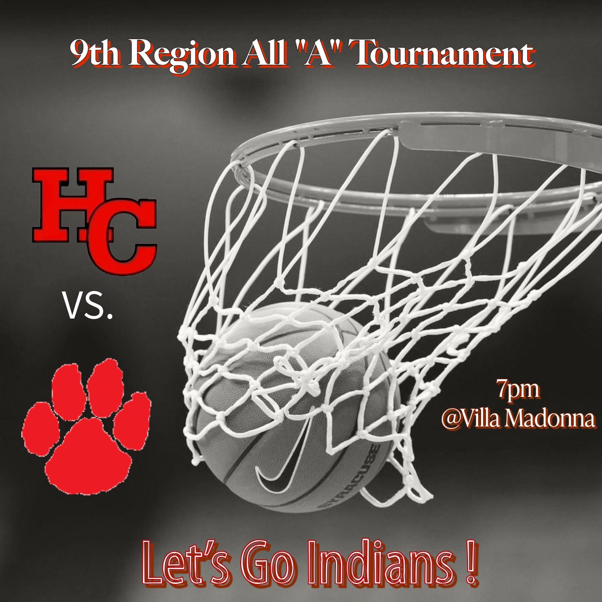 HCGirlsHoops's tweet image. 🚨GAME DAY🚨

🔴Game 12
⚫️9th Region All “A” Tournament 
🔴HC vs Beechwood
⚫️ Girls Varsity 7pm
🔴@Villa Madonna 
📻Holy Cross Radio: fan.hudl.com/_/_/_/organiza…

Let’s Go Indians‼️