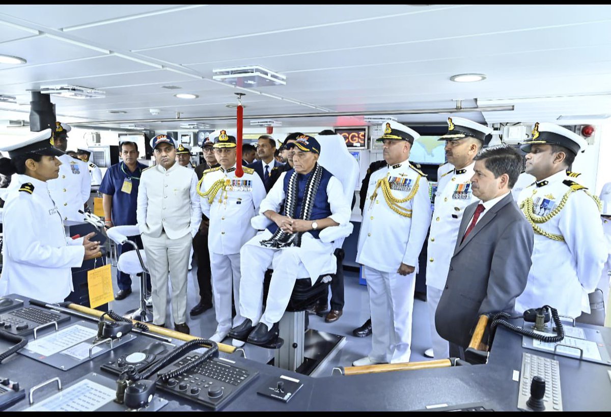 Boost to Bharat's Maritime Strength. <a href="/IndiaCoastGuard/">Indian Coast Guard</a> ship Samudra Pratap the 4th specialized Pollution Control Vessel (PCV) was commissioned today at <a href="/goashipyardltd/">Goa Shipyard Ltd</a> by Hon'ble Defence Minister Shri Rajnath Singh in presence of Hon'ble Chief Minister of #Goa, Defence Secretary,