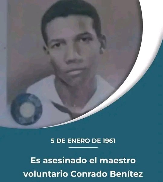 .🔊 ¡Hoy en la historia! El 5 de enero de 1961,  asesinato en El Escambray al joven maestro voluntario de 18 años Conrado Benítez García, quien tenía a su cargo una escuela con 44 niños por el día e igual cifra de adultos por la noche. #TenemosMemoria <a href="/citmaciego/">citmaciego</a>