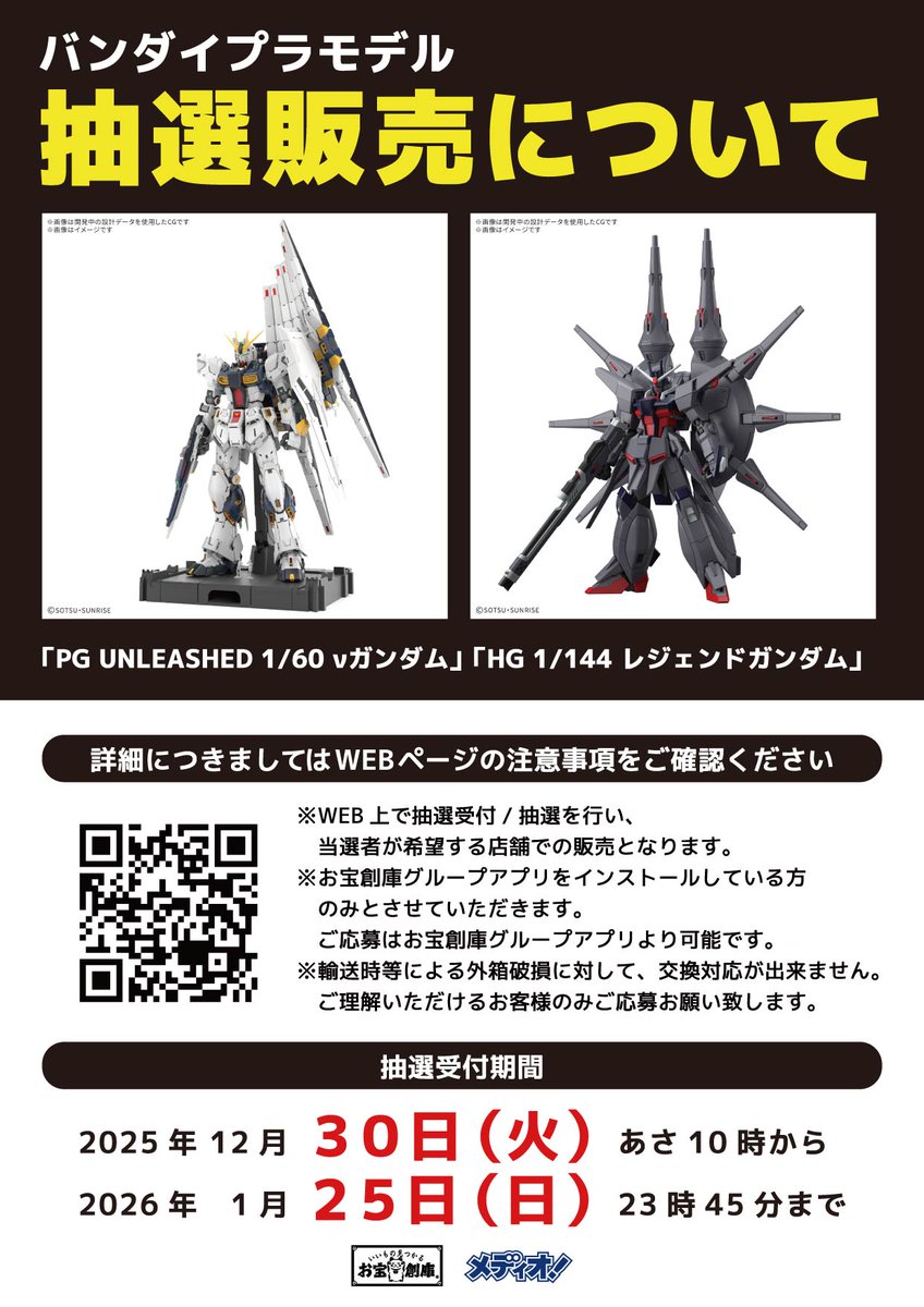 抽選販売のお知らせ📢】 2026年1月31日(土)発売予定 バンダイ ｢PG 1/60