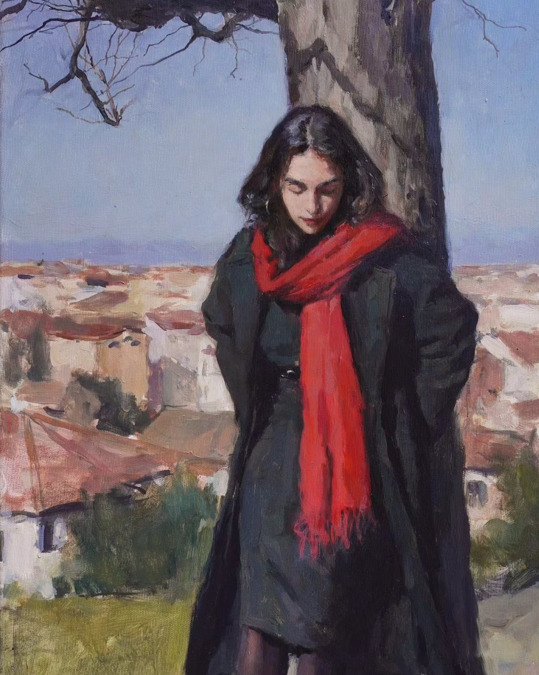 artenpedia's tweet image. Andrew Piankovski - Red scarf (detail)
