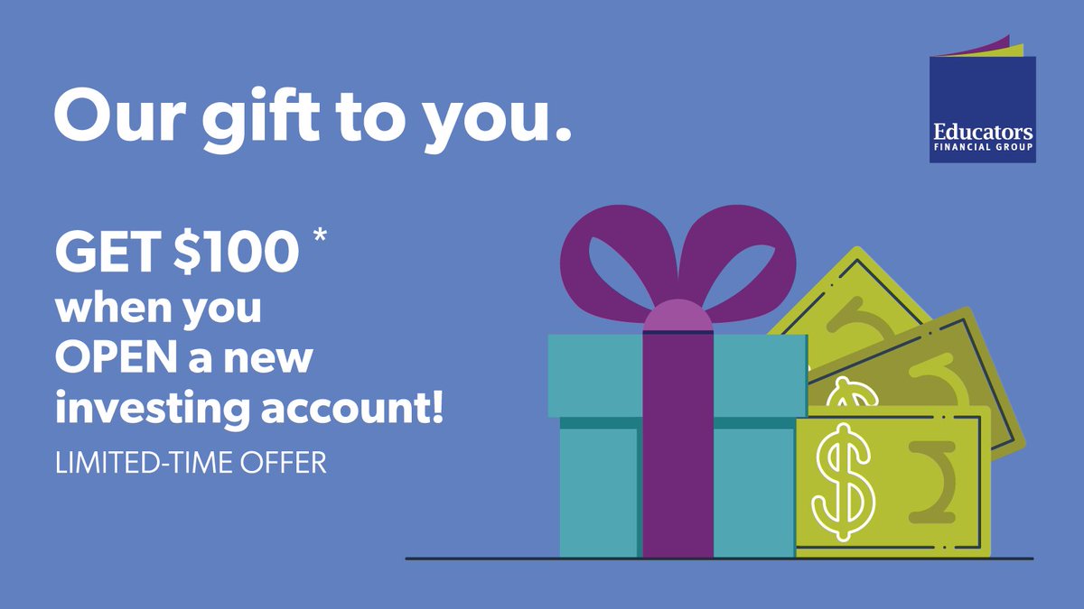 Start the new year with an extra $100 in your pocket when you open and invest in a new RRSP, TFSA, FHSA, or non-registered account* at <a href="/EducatorsFG/">Educators Financial Group</a> . Invest in your future today: bit.ly/44H8WS7. #EFGtips