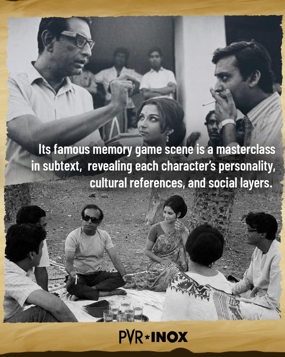 _PVRCinemas's tweet photo. As you prepare to rediscover Satyajit Ray’s timeless classic, here’s everything you need to know about it. ✨🎥
#AranyerDinRatri re-releasing on Jan 9 in Mumbai, Delhi, Pune, Bengaluru & Hyderabad!
.
.
.
#SharmilaTagore #SimiGarewal #AparnaSen #SoumitraChatterjee #SamitBhanja #KaberiBose #SatyajitRay #4KRestored