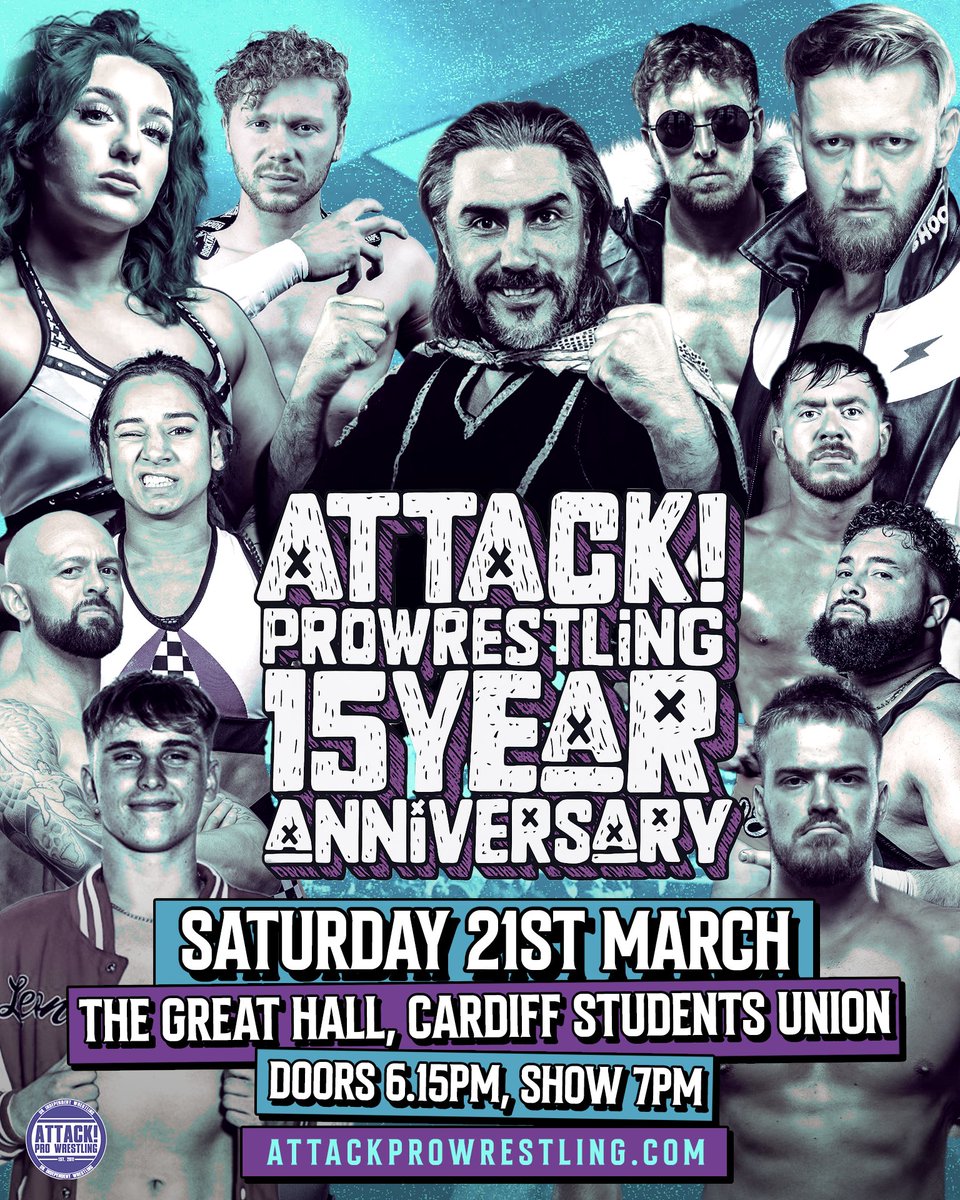 ⚡️ATTACK! PRO 15 YEAR ANNIVERSARY⚡️

Saturday March 21st we take over The Great Hall, Cardiff Student Union for our biggest ever show!

Featuring ATTACK! stars across our 15 year history &amp; the return of PAUL LONDON!

Front row SOLD OUT. GA on sale now🎟️👇
tickettailor.com/events/attackp…