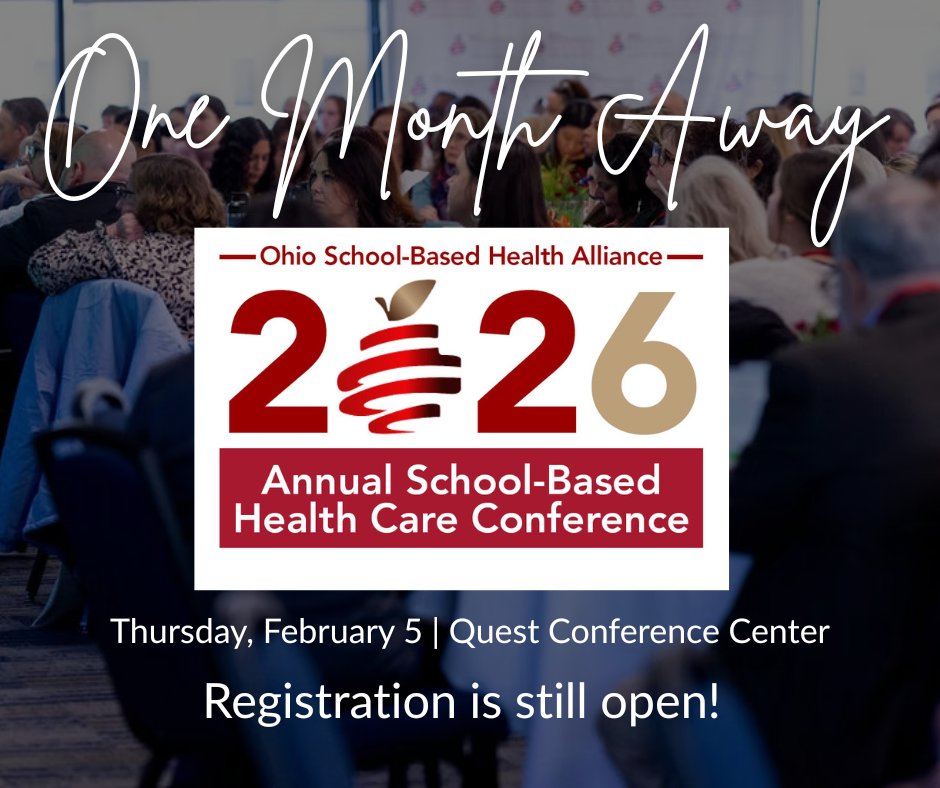The countdown is on! 📆 We are 1 month away from the 2026 Annual School-Based Health Care Conference! There is still time to register and join us in Columbus. Learn more about the conference and register here ➡️ow.ly/vgKC50XNETJ

#OhioSBHCs2026 #HealthyKidsLearnBetter