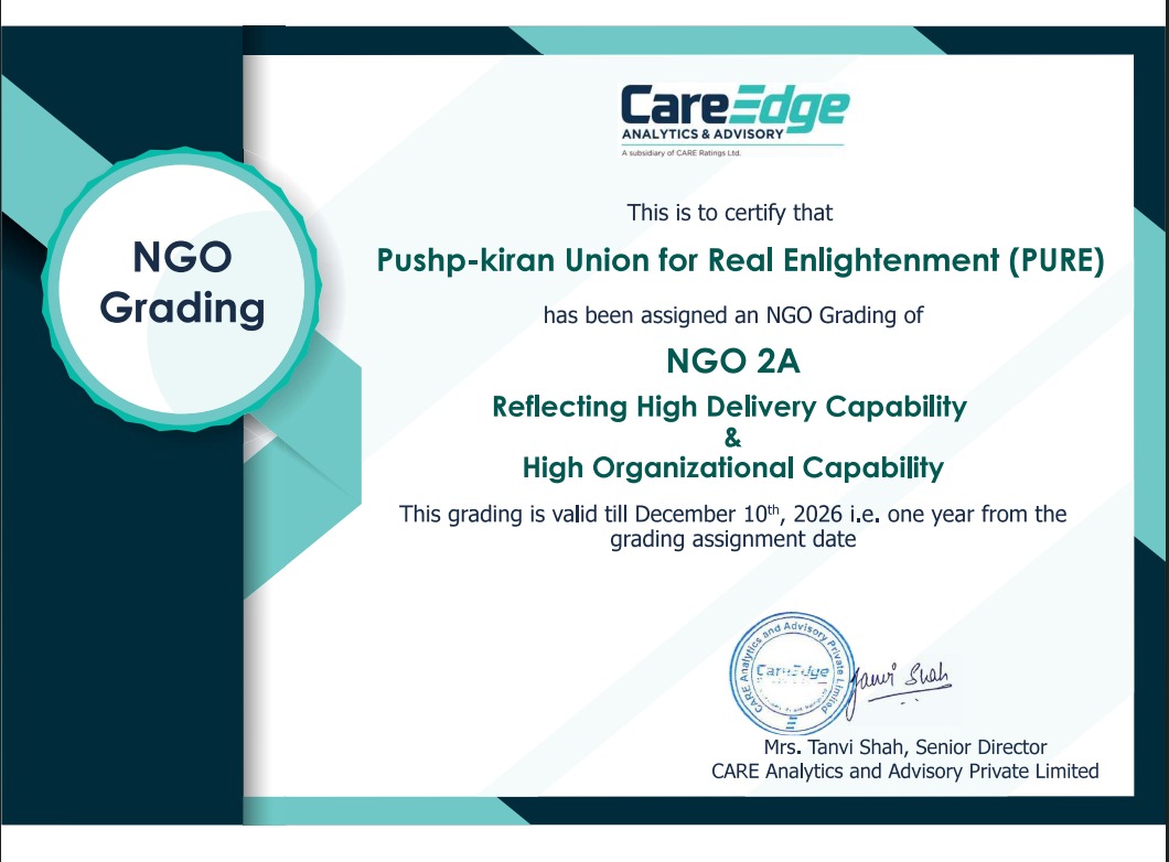 🌟 Proud Milestone
We are delighted to share that we have been awarded the highest NGO grading – NGO-2A by CARE, following a rigorous due-diligence process. It recognizes our strong governance framework, transparent financial accountability, and high program delivery capability.
