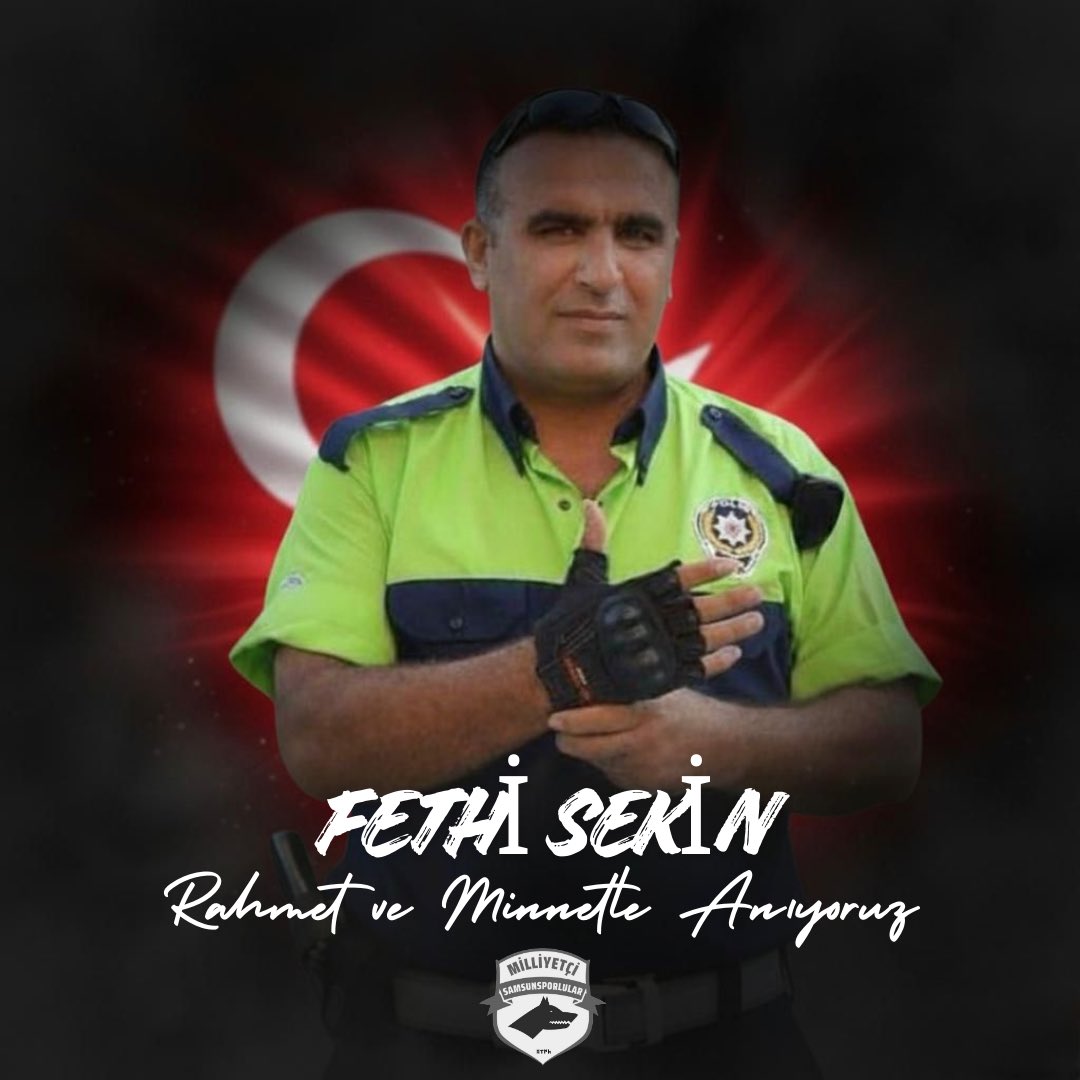 Kahramanlar can verir, yurdu yaşatmak için. 🇹🇷 

9 yıl önce bugün vatanı uğruna şehadete yürüyen kahraman polisimiz Fethi Sekin’i saygı, minnet ve rahmetle anıyoruz.

#FethiSekin #MilliyetçiSamsunsporlular