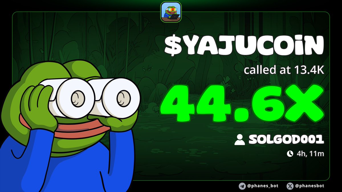 Solgod001's tweet photo. Gamble wisely on $YAJUCOIN
Exclusive booming 44x profit gain from my Tg channel 

Dm https://t.co/XI8TmYuj2r if you want something like this every week 

CA>>
BRrc4qh3t1wpE97FETgea1DEefu8A95Cu3g9vcN5pump

#memecoin1000x #cryptonation #CryptoMeme #SolanaCommunity https://t.co/TZWSmj3vRL