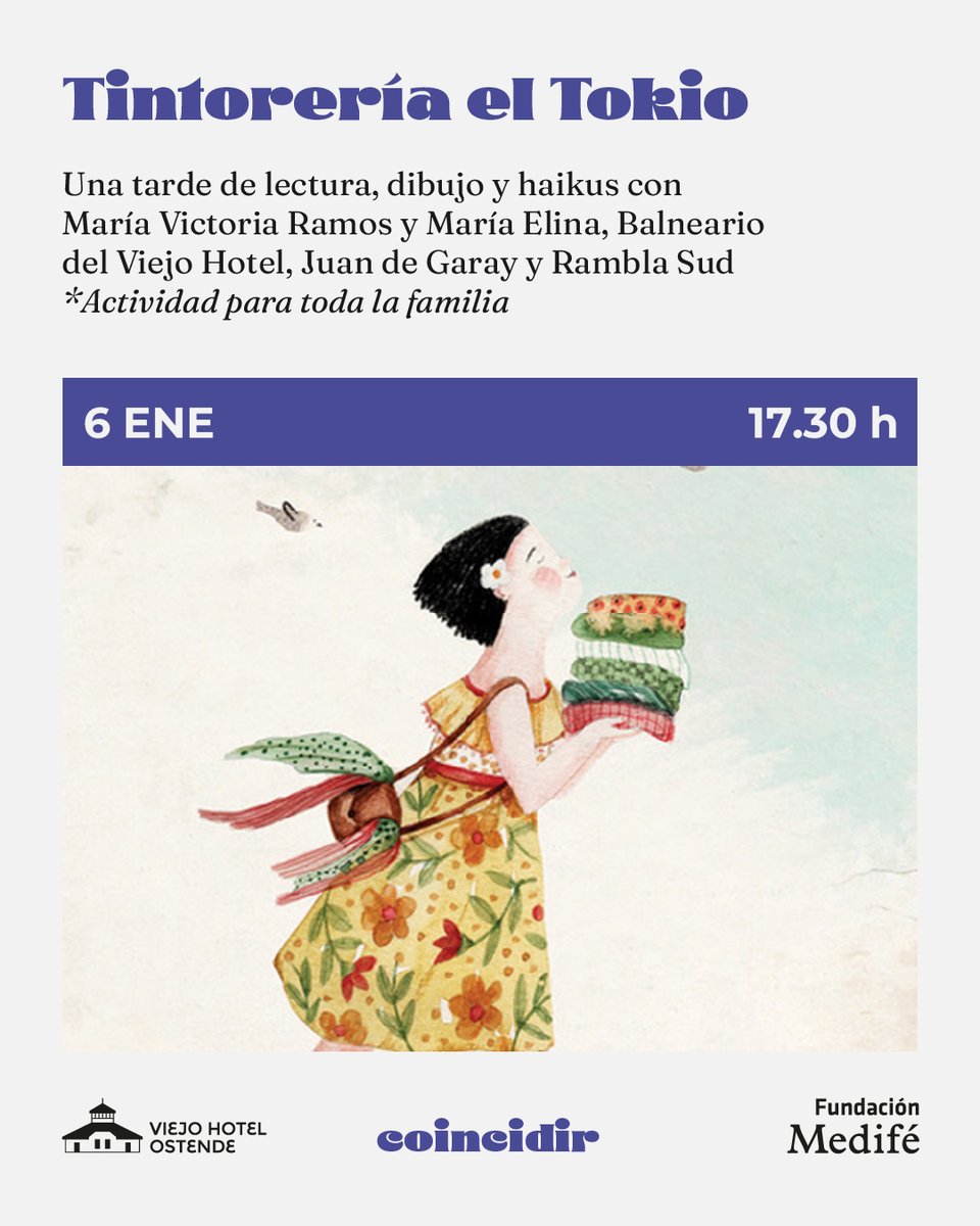 📚Este martes 17.30hs disfrutaremos del taller “Tintorería El Tokio”: una tarde de lectura, dibujo y haikus con María Victoria Ramos y María Elina
Actividad gratuita para toda la familia

✨En el marco de “coincidir”, programa cultural que llevamos adelante con <a href="/FundacionMedife/">Fundación Medifé</a>