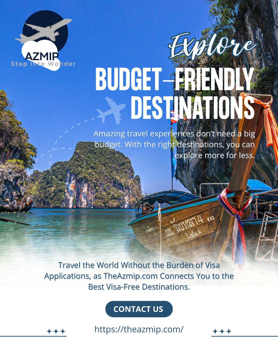 IAzmip's tweet image. Discover amazing places without stretching your budget with Azmip. 
Travel the World Without the Burden of Visa Applications — only at TheAzmip.com
#Azmip #BudgetTravel #AffordableDestinations #TravelOnABudget #CheapTravel #SmartTravel #ExploreMoreForLess