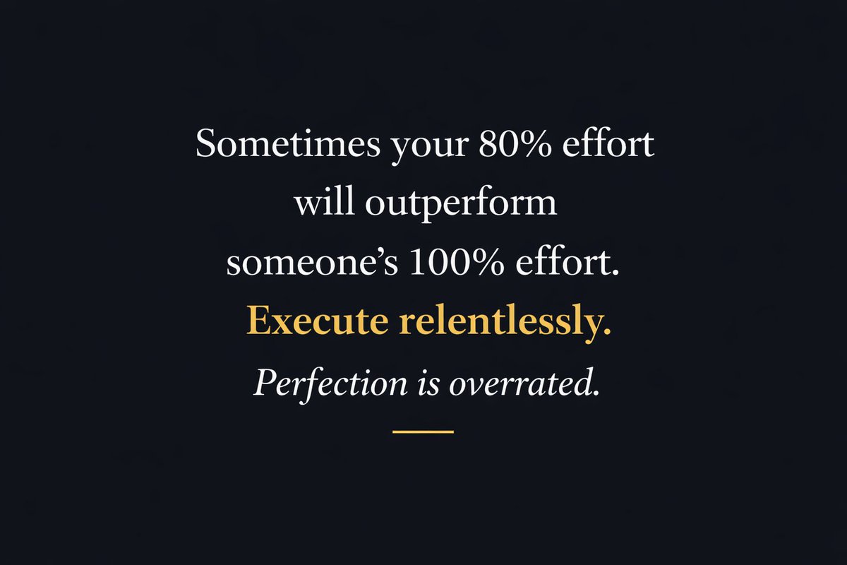 asmitak592's tweet photo. Hard truth: 80% done beats 100% planned https://t.co/d9EZIa0TJY
