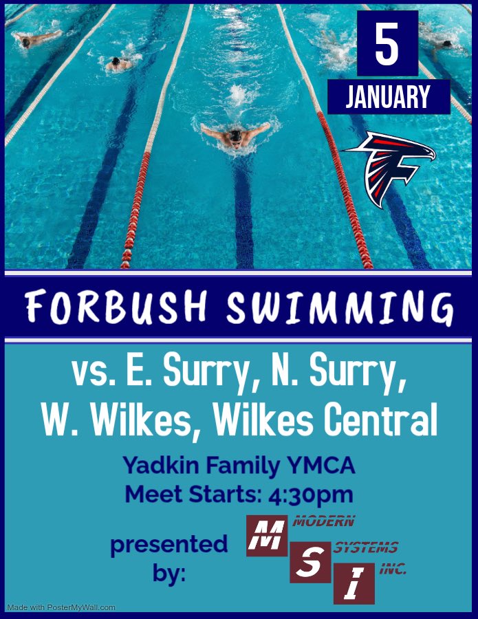 ForbushABC's tweet image. It’s a Forbush Swimming Meet Day presented by Modern Systems Inc! Go Falcons!