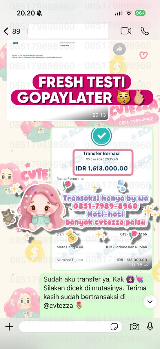 cvtezza's tweet image. MALAM KAAAAAA 😋❤️ ZAA MASIH OPENK GESTUN YAAA   😍🫰🏼

Kalau need gestun bisa langsung wazzap aja mau paylater nominal brp 😍🫰🏼

✨ TRUSTED SINCE 2022 🙀 Testimoni gestun update tiap hari lengkap dengan jam CO dan jam transfer. Aman, rapi, dan transparan 🤍