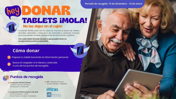 fintras's tweet image. ¿Los #ReyesMagos te han traído una #tablet?
Da una jubilación útil a la antigua sumándote a nuestra campaña de #donación de #tablets en #Valladolid para apoyar la estimulación cognitiva de personas #mayores en el medio #rural.  📷intras.es/articulos/lanz…