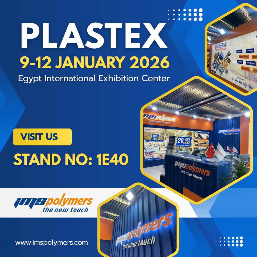 Only a few days remain until Plastex Fair, which brings together the plastics industry. As IMS Polymers, we are pleased to announce our participation in the exhibition to be held in Egypt between January 9–12, 2026. 

IMS Booth No.: 1E40
🗓️ January 9-12
#exhibition #IMSPolymers