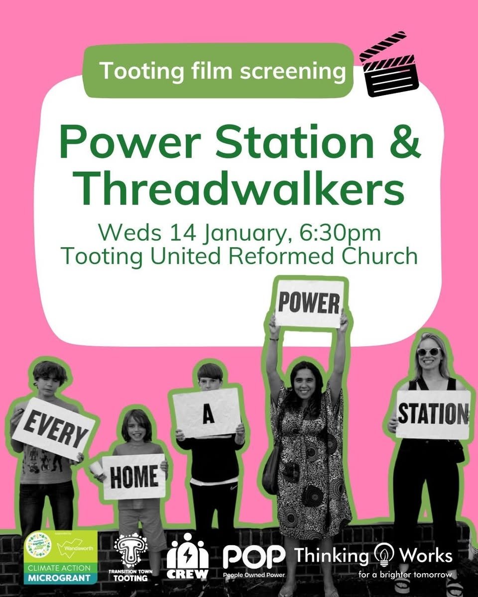 tootingnewsie's tweet photo. Join @tttooting  for a FREE film screening in #Tooting on Wednesday 14th January!

Teaming up with @CREWEnergyLDN, Thinking Works, and @peopleownedpowr, TTT will be screening two short films:  'Power Station' and ‘Threadwalkers’!

More info &amp; booking: https://t.co/lpUqHhhqRm https://t.co/m1FZqL7sPn