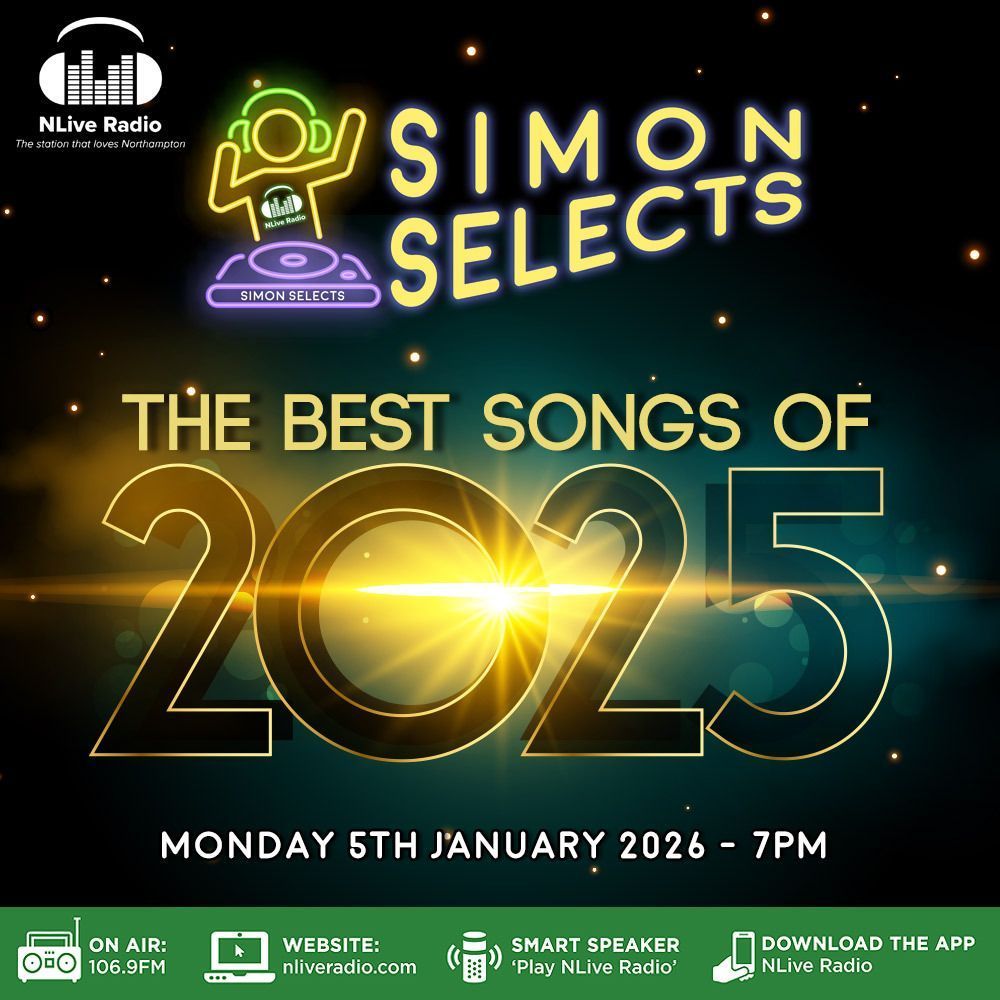 NLiveRadio's tweet image. Tune in tonight for Simon Selects, where Simon showcases his top tracks from the past year. What's your top pick for 2025? 🎶 Check if it makes the cut! Listen at 7pm on 106.9FM, online at nliveradio.com, through your smart speaker, or via the NLive Radio app!