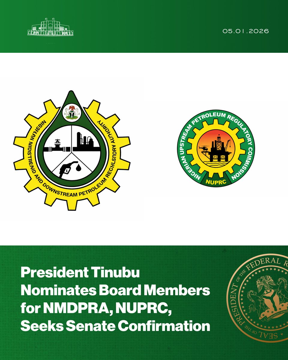 NGRPresident's tweet image. President Tinubu Nominates Board Members for NMDPRA, NUPRC, Seeks Senate Confirmation.

@asovilladigital | @officialABAT