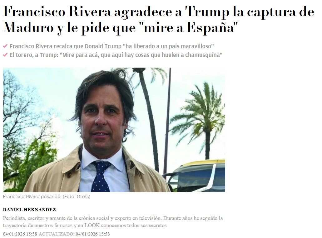 JulianMaciasT's tweet image. Fran Rivera no fue el único que pidió a Trump bombardear España y secuestrar al presidente del gobierno. Hazte Oír y sus dos financiados Negre y Vito Quiles insinuaron lo mismo.
Podrían cometer delito por el artículo 581 del Código Penal con pena de prisión de 15 a 20 años.