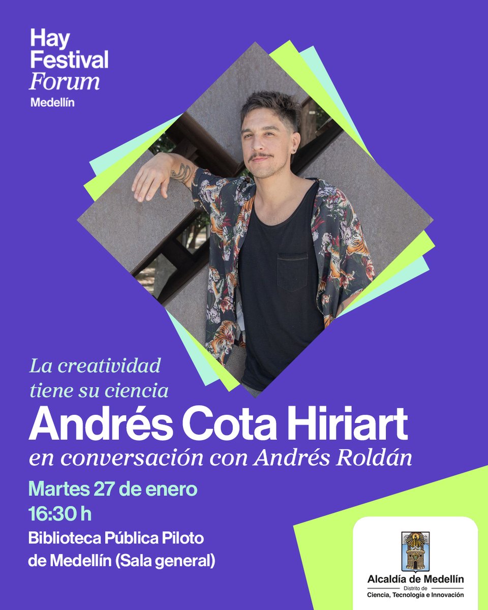 Creatividad, ciencia y nuevas narrativas se dan cita en el #HayForumMedellín26.

1) <a href="/cotahiriart/">andresCOTA</a> conversa sobre ciencia y creatividad.

2) Andrés Burgos y <a href="/YESENIAVALENCIA/">Yesenia valencia</a> conversan con Robinson Meneses sobre nuevas narrativas.

#AlcaldíadeMedellín
📍 <a href="/BPPiloto/">Biblioteca Pública Piloto</a> 
🎟 Entrada libre