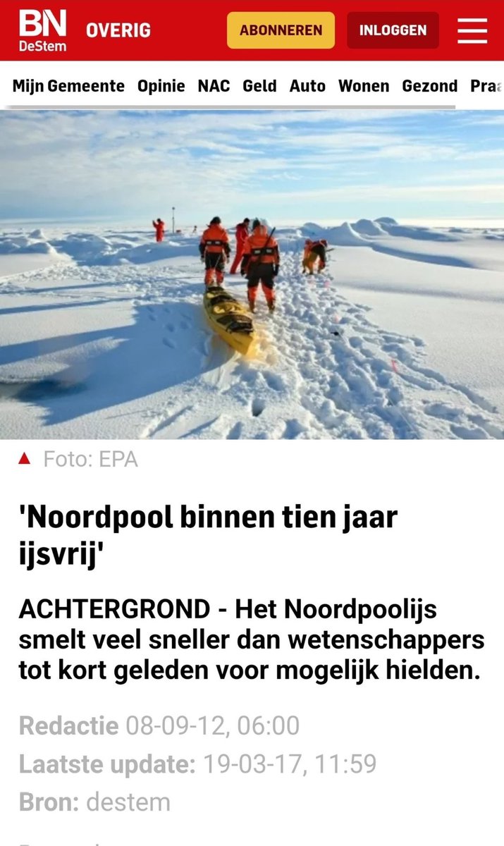 Btw is de Noordpool al ijsvrij? 😂

Wij zijn nu al 14 jaar verder...

We zouden ook nooit geen sneeuw meer krijgen 🤓

#klimaathoax