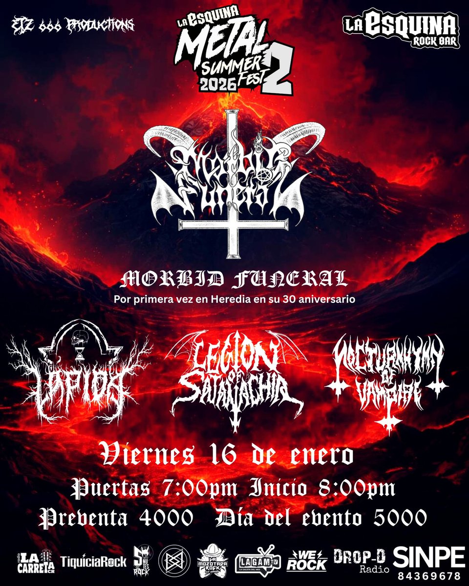 New show announced, 
January 16,  2026, Bar La Esquina Rock , Heredia, Costa Rica
#metaldeldiablo
#morbidfuneral 
#metalcostarica