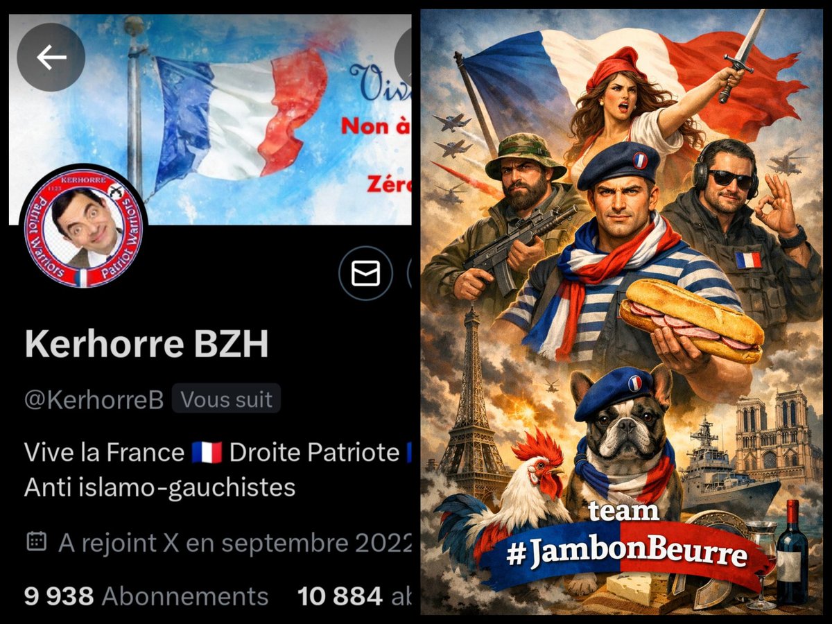 INFO🚨 Merci de partager! 
Mes amis abonnés😉
Ainsi que l'équipe #JambonBeurre #TeamPatriotes 🇨🇵 
Notre ami <a href="/KerhorreB/">Kerhorre BZH</a>   👍
Aurait besoin d'un petit coup de pouce pour grossir sa TL!🥳
Merci de vous abonner à lui!🙏
Et n'oubliez pas!😉
Tous ensemble nous sommes plus forts!🇨🇵