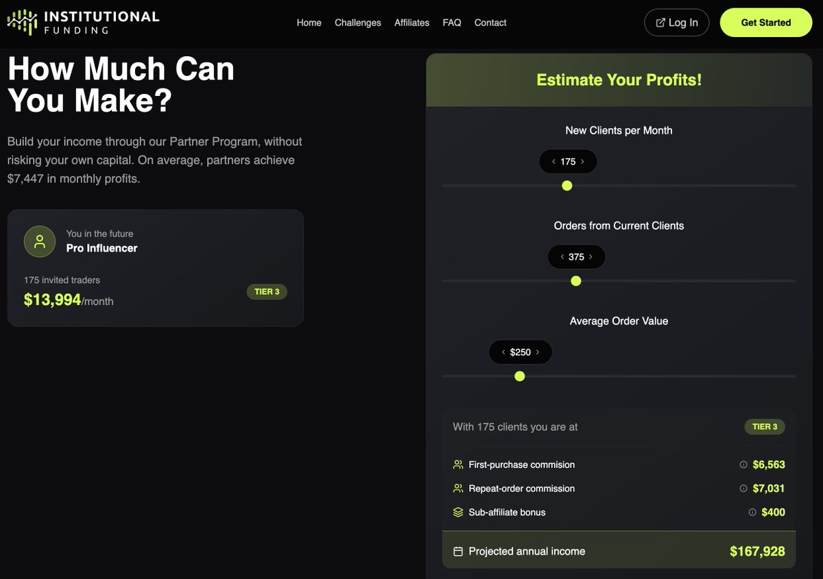InstFunding's tweet image. 💰 Want to see your earning potential in real numbers?

👉 Check your potential here:
affiliates.institutional-funding.com

This is what our partners are generating with the Institutional Funding Affiliate Program: scalable, recurring income without risking your own capital.

✅ Just register…