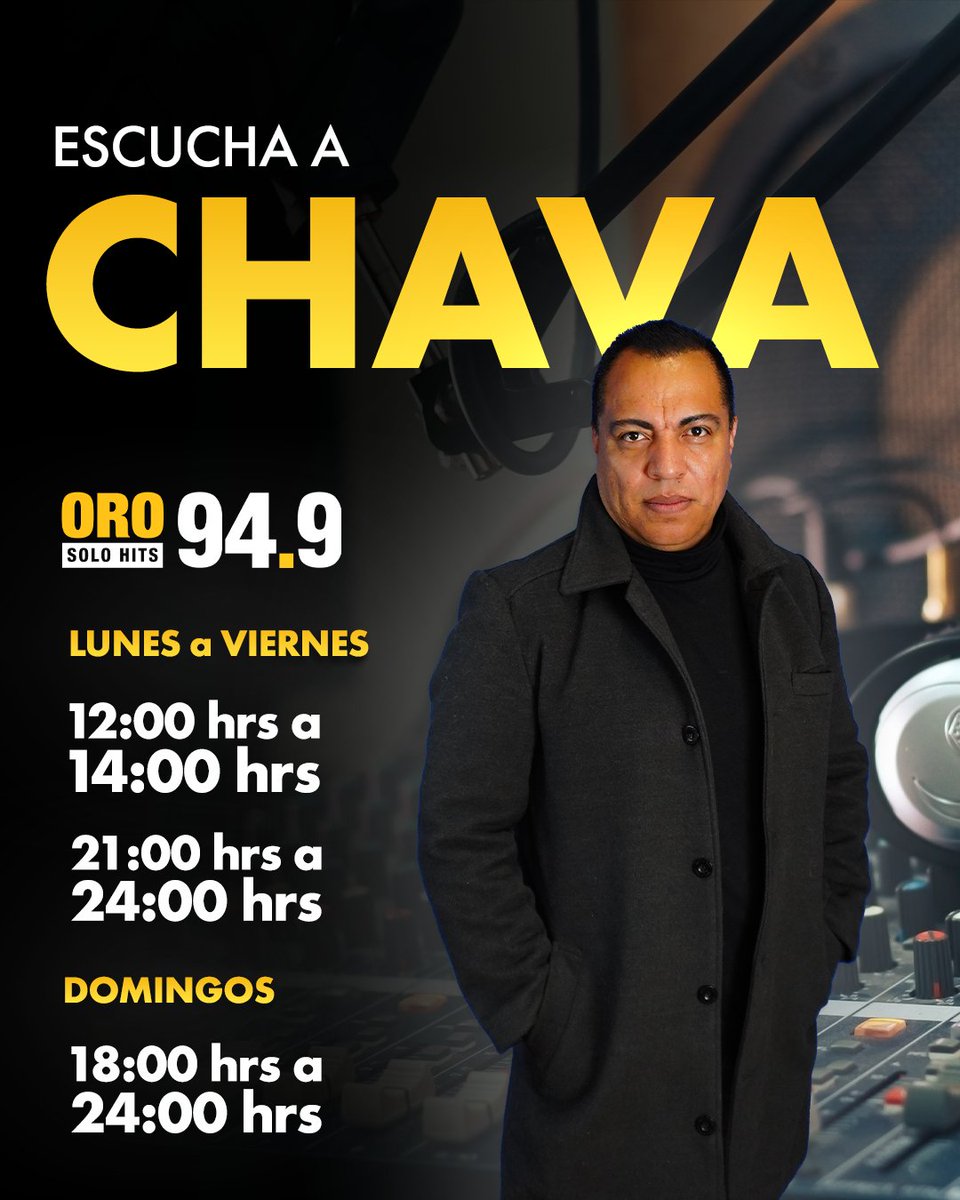 ☀️ El martes se siente como viernes adelantado con Chava El mediodía suena distinto y rompe la rutina 🎶🔥

📍 De 12:00 p.m. a 2:00 p.m. 
📻 Oro 94.9 FM | 🌐 orohits949.com 👈