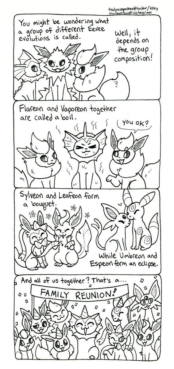 trulyavaporeon's tweet image. Group of Eeveelutions 🔥💧⚡️