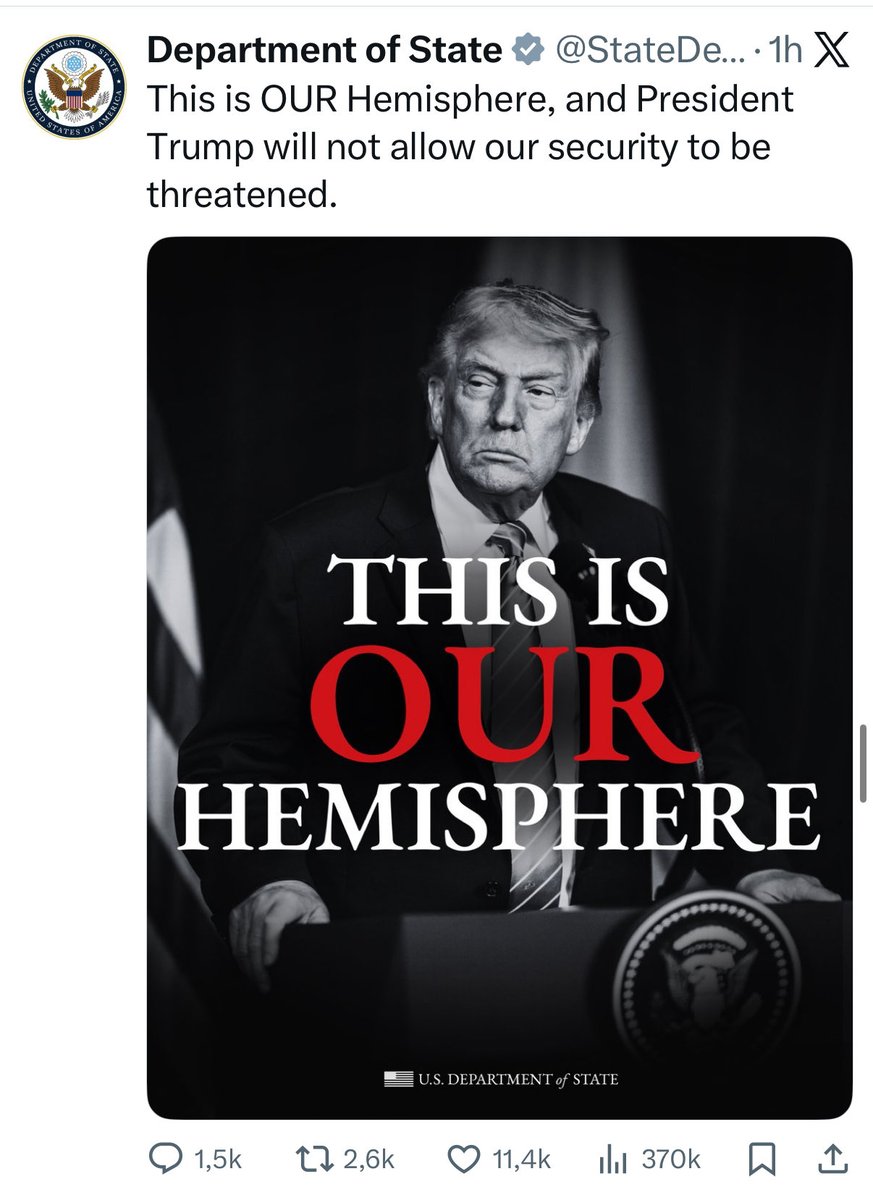 LucaRomero's tweet image. El Departamento de Estado postea esta imagen y el sitio oficial de la Casa Blanca habla de “our backyard”. Insólito!