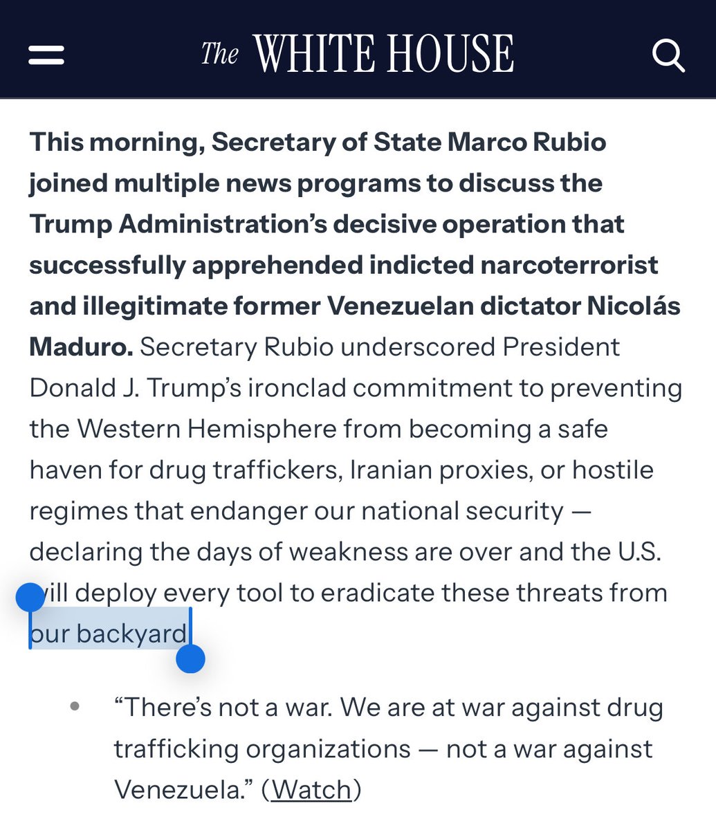 LucaRomero's tweet image. El Departamento de Estado postea esta imagen y el sitio oficial de la Casa Blanca habla de “our backyard”. Insólito!