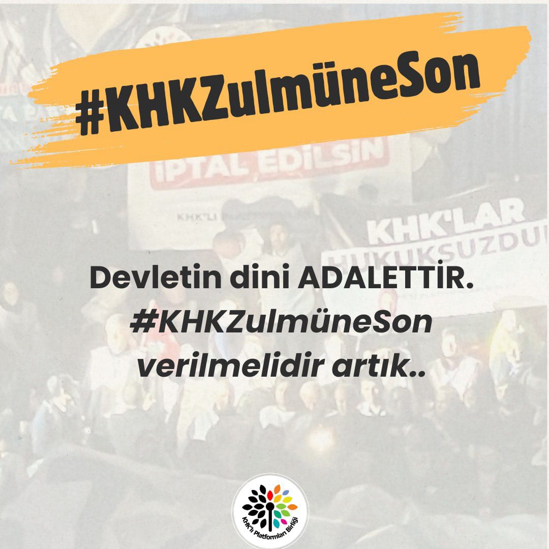 Çok şey yazdık çok mücadele ettik. Bu süreçte  bir çok arkadaşımızın mücadelesi yarıda kaldı öldü. Çocuklar annelerinden babalarından ayrıdı. Eşler boşandı  yuvalar dağıldı.bu zulüm daha nereye kadar. 
#KHKZulmüneSon