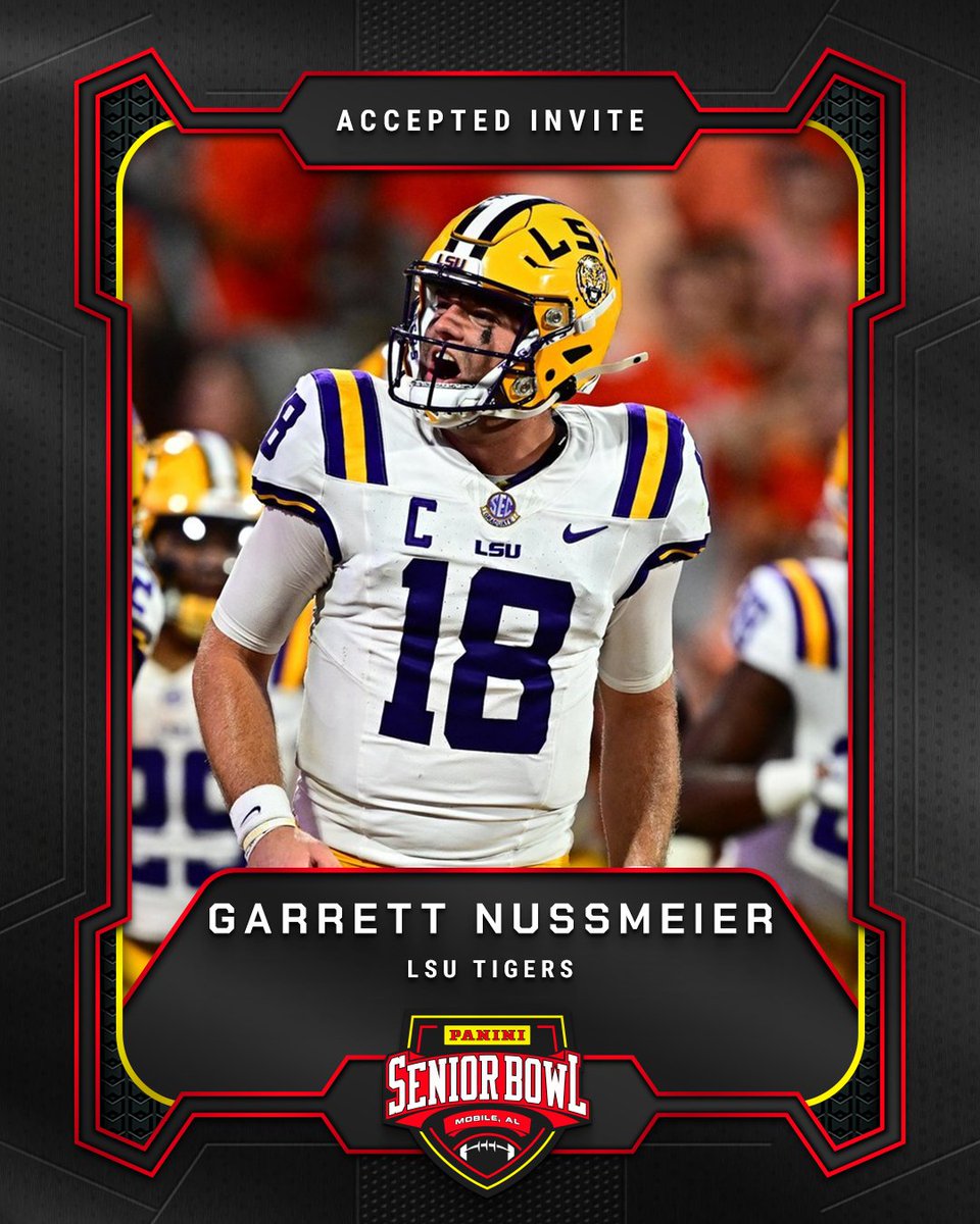 Officially Accepted!

QB Garrett Nussmeier (<a href="/Garrettnuss13/">Garrett Nussmeier</a>) from <a href="/LSUfootball/">LSU Football</a> is headed to the 2026 Panini Senior Bowl 🔥

#TheDraftStartsInMobile #WherePlayersPlay