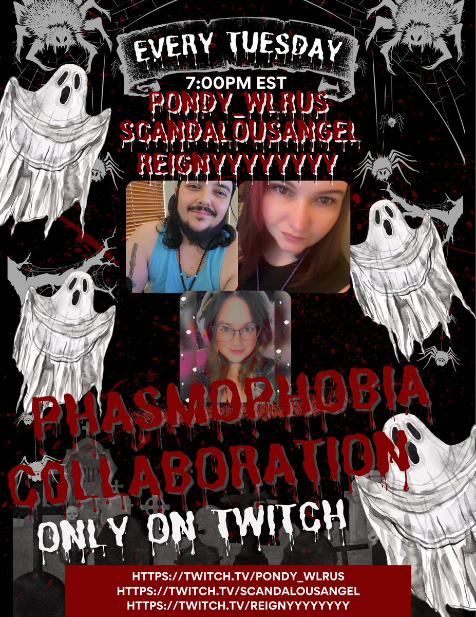 AngelEverlight's tweet image. Terrifying Tuesdays coming at you! Collaborative streams with Pondy &amp;amp; @ReignyDayyyy for some @PlayPhasmo fun and laughter that will leave you in stitches. Be sure to clip all those sus comments, screams and everything in between. 

#Twitch #StreamerCommunity #VarietyStreaming