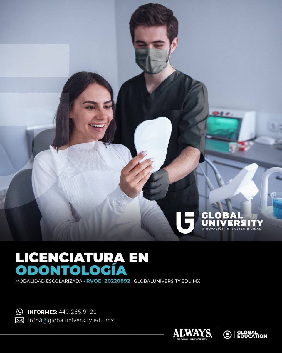 📣! Inscripciones abiertas Odontología -Enero 2026!
🔸Aprovecha nuestra promoción especial en Global University.
🦷últimos lugares disponibles.
📲 Información y registro: 4492659120.
🏫 También puedes visitarnos en nuestras instalaciones.

Inscríbete hoy y asegura tu lugar