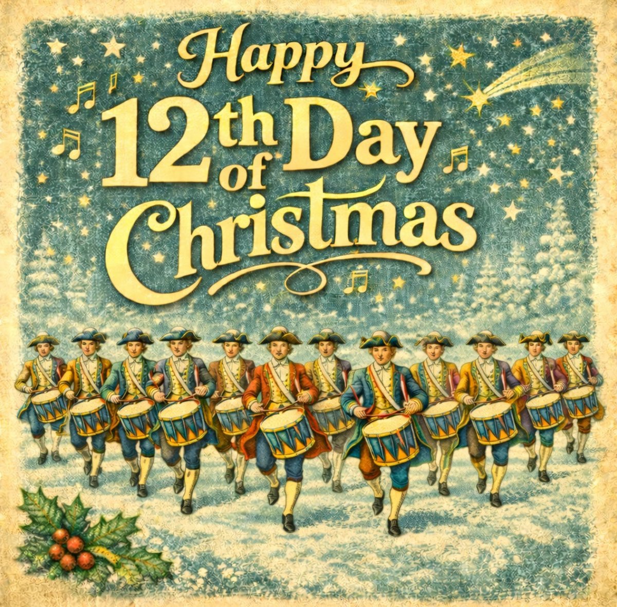 XmasPastPodcast's tweet image. Happy 12th Day of Christmas, Sugarplums! 🥁 

It's the last day of the traditional Christmas season. 🙁 Time to think about taking the tree down. 

#TwelveDaysOfChristmas #12drummersdrumming #Christmas2025