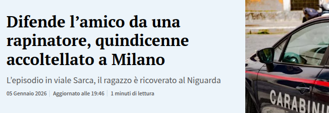 Quando ci scapperà il morto ( e ci scapperà ), il Governo  aprirà la caccia ai maranza. 
Al momento assiste immobile.