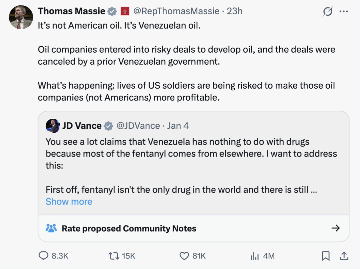 JordanSchachtel's tweet image. Massie is now endorsing the idea that an adversarial government can simply seize the means of production, stealing American biz, and violate private property rights, and that we shouldn't do anything about it. Interesting.